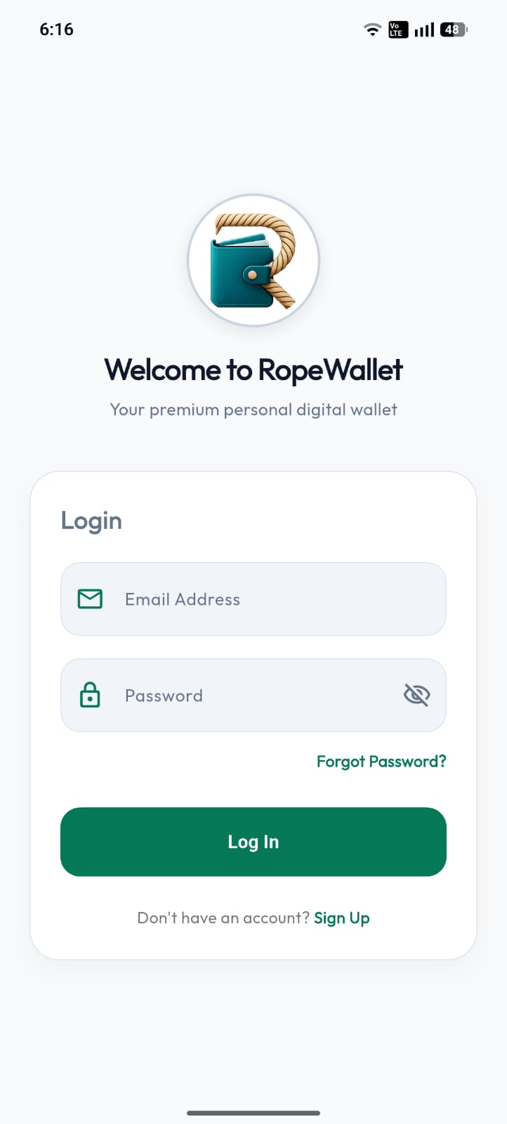 Welcome & Login Screen